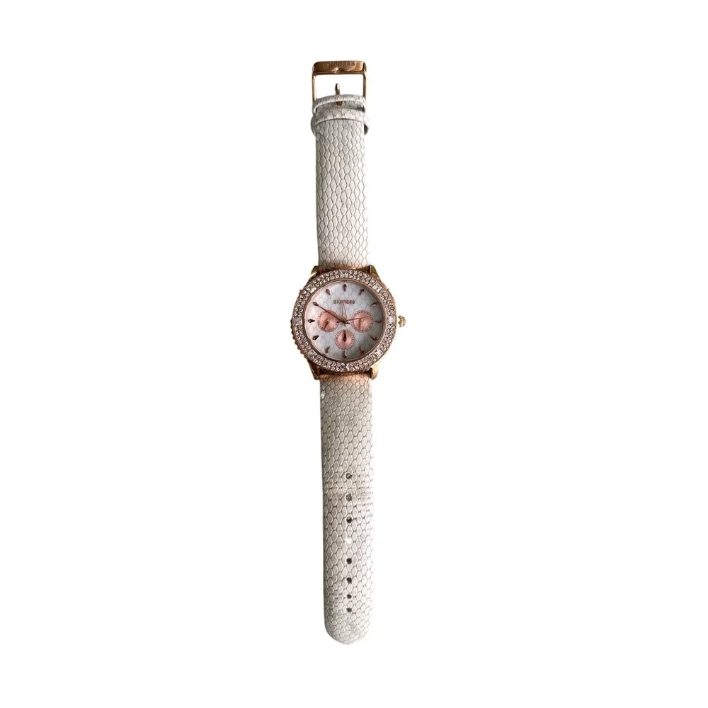 Express‎ FMDEX1430 Crystal Bezel Snakeskin Pattern Rose Gold Women's Chronograph
